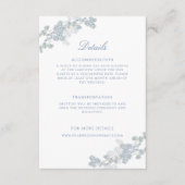 Romantisch Zacht Blauw  Bloemen Bruiloft Details Informatiekaartje (Voorkant)