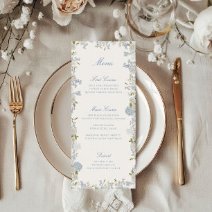 Romantisch Zacht Blauw Bloemen Bruiloft Menu