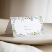 Romantisch Zacht Blauw Bloemen Bruiloft Plaatskaartje