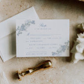 Romantisch Zacht Blauw Bloemen Bruiloft RSVP Kaartje