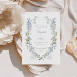Romantisch Zacht Blauw  Bloemen Bruiloft Save The Date