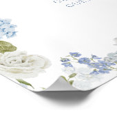 Romantisch Zacht Blauw Bloemen Bruiloft Zitkaarten Poster (Hoek)