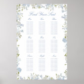 Romantisch Zacht Blauw Bloemen Bruiloft Zitkaarten Poster (Voorkant)