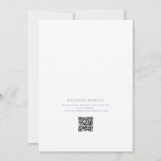 Romantisch Zacht Blauw Bloemen Huwelijk QR Code Save The Date (Achterkant)