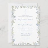 Romantisch Zacht Blauw Bloemen Lijst Alles in Een Kaart (Voorkant)