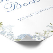 Romantisch Zacht Blauw Bloemen Trouwen Guest Book  Poster (Hoek)