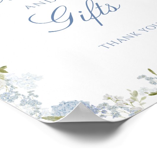 Romantisch Zacht Blauw Bloemen Trouwkaarten en Ges Poster (Hoek)