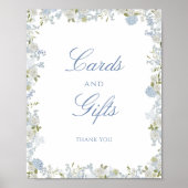 Romantisch Zacht Blauw Bloemen Trouwkaarten en Ges Poster (Voorkant)