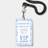 Romantisch Zacht Blauw Bloemen VIP Pass Badge (Voorzijde met lanyard)