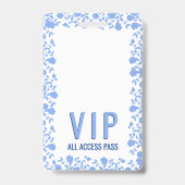 Romantisch Zacht Blauw Bloemen VIP Pass Badge (Achterkant)