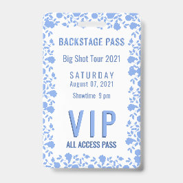 Romantisch Zacht Blauw Bloemen VIP Pass Badge