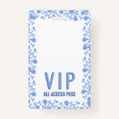 Romantisch Zacht  Blauw Bloemen VIP Pass Badge (Achterkant)