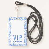 Romantisch Zacht  Blauw Bloemen VIP Pass Badge (Achterkant met draagriem)