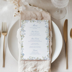 Romantisch zacht blauw bloemig Vrijgezellenfeest Menu