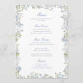 Romantisch zacht blauw bloemig Vrijgezellenfeest Menu (Voorkant)
