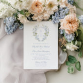 Romantisch Zacht Blauw  Monogram Crest Bruiloft Kaart