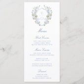 Romantisch Zacht Blauw  Monogram Crest Bruiloft Menu (Voorkant)