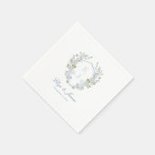 Romantisch Zacht Blauw Monogram Crest Bruiloft Servet (Hoek)