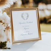 Romantisch Zacht Blauw Monogram Crest Signature Dr Poster