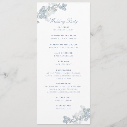 Romantisch Zacht Blauw Monogram Kreeft Trouwprogra Programmakaart (Achterkant)