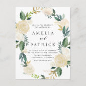 Romantisch zacht ivoor bloemenkrans bruiloft uitnodiging briefkaart (Voorkant)