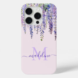 Romantisch Zacht Lila Wisteria Monogram Script Naa iPhone 15 Pro Case