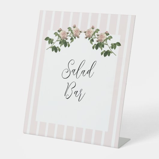 Romantisch Zacht Roze Bruiloft Salade Bar Reclamebord Met Voetstuk (Voorkant)