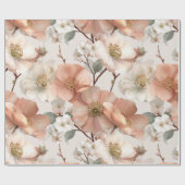 Romantisch zachte perzik bloem witte bloemmotief cadeaupapier (Vlak)