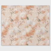 Romantisch zachte perzik bloem witte bloemmotief cadeaupapier (Vlak)