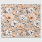 Romantisch zachte perzik bloem witte bloemmotief cadeaupapier (Vlak)
