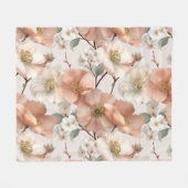 Romantisch zachte perzik bloem witte bloemmotief fleece deken (Voorkant (Horizontaal))