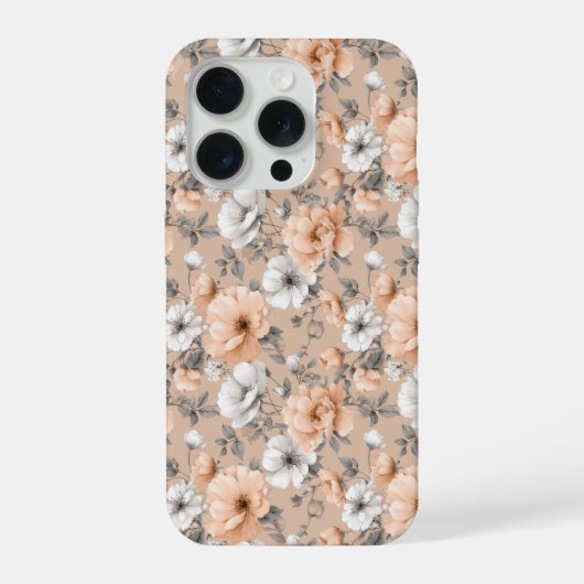 Romantisch zachte perzik bloem witte bloemmotief iPhone hoesje (Achterkant)