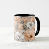 Romantisch zachte perzik bloem witte bloemmotief mok (Voorkant rechts)