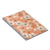 Romantisch zachte perzik bloem witte bloemmotief notitieboek (Rechterzijde)