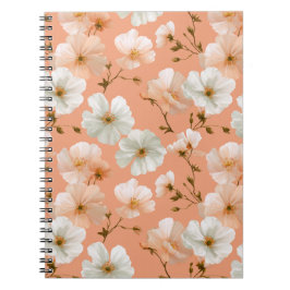 Romantisch zachte perzik bloem witte bloemmotief notitieboek