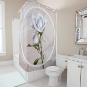 Romantisch Zachte Witte Rozen Elegant Floral Chic Douchegordijn (In situ)