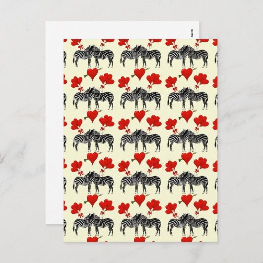 Romantisch zebras en liefdehart Valentijns Feestdagenkaart (Voorkant / Achterkant)