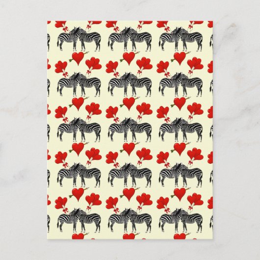 Romantisch zebras en liefdehart Valentijns Feestdagenkaart (Voorkant)