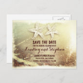 Romantisch zee foam & zeester paar slaan de datum  aankondigingskaart (Voorkant / Achterkant)