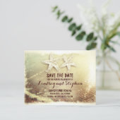 Romantisch zee foam & zeester paar slaan de datum  aankondigingskaart (Staand voorkant)