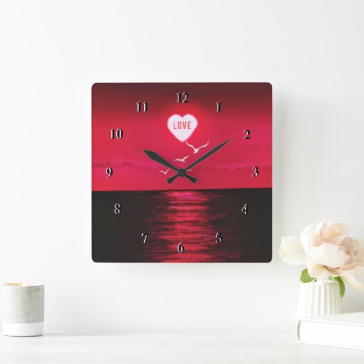 Romantisch Zee Sunset Clock Vierkante Klok (Huis)