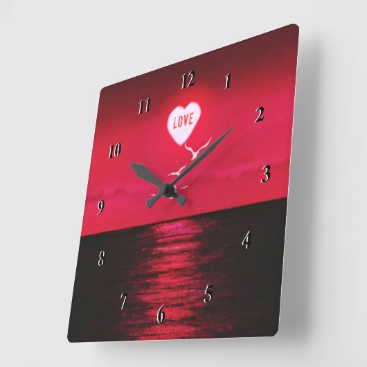 Romantisch Zee Sunset Clock Vierkante Klok (Hoek)