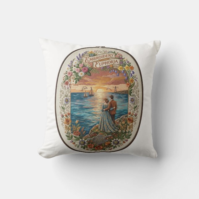 Romantisch zeegezicht kussen (Voorkant)