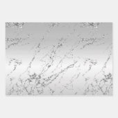 Romantisch Zilver Bloemen Kant Marmer Inpakpapier Vel (Voorkant 3)