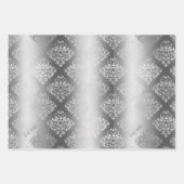 Romantisch Zilver Bloemen Kant Marmer Inpakpapier Vel (Voorkant 2)