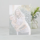 Romantisch | Zilver Foil Faded Photo Weddenschap Folie Uitnodiging (Staand Voorkant)