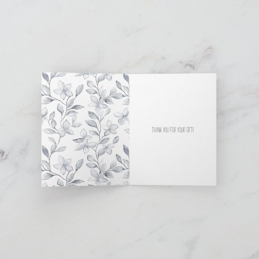 Romantisch Zilver Witte Roos Bloemen Bedankt Kaart (Binnen)