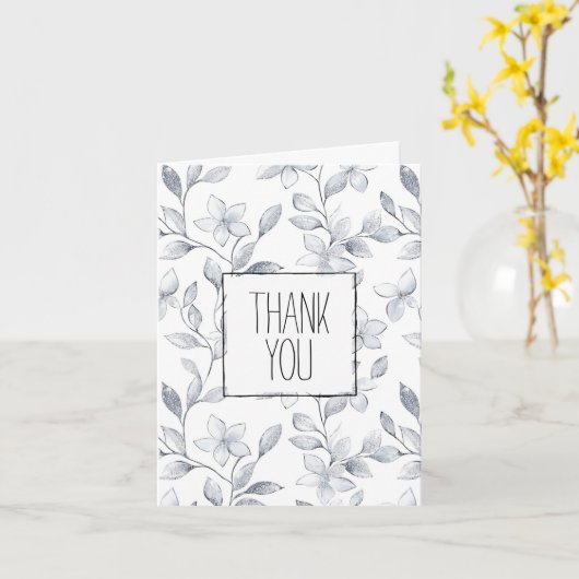 Romantisch Zilver Witte Roos Bloemen Bedankt Kaart (Gele Bloem)