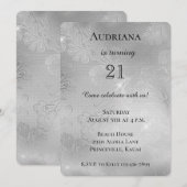 Romantisch Zilveren Bloemen Kant Verjaardag Kaart (Voorkant / Achterkant)