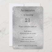 Romantisch Zilveren Bloemen Kant Verjaardag Kaart (Voorkant)